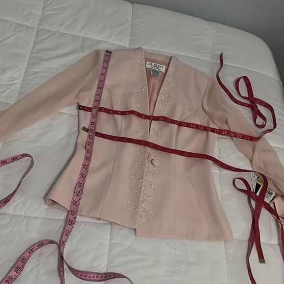 JR Nites Dress & Jacket Formal Size 6 & 8 Petite Beaded 2 Piece Pink Blush Rose - Picture 14 of 14